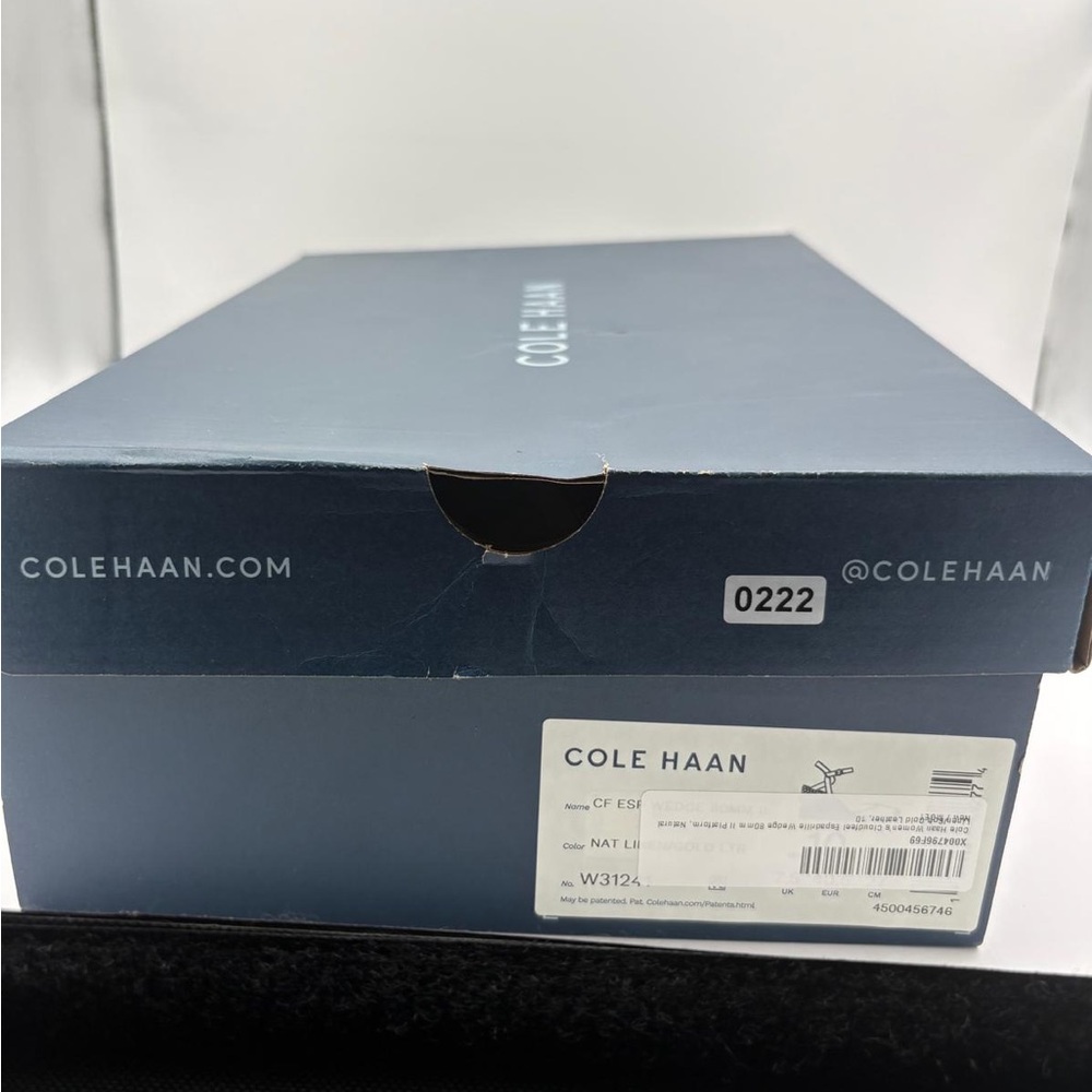 NWT Cole Haan Women Cloudfeel Espadrille Wedge Platform Linen Soft Gold Size 10 - Picture 8 of 8